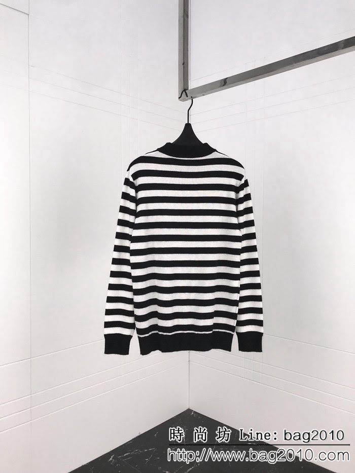 Gucci古奇 18ss秋冬新款 撞色條紋貂絨衫 胸口小蜜蜂貼章logo 手感柔軟 舒適保暖 ydi2327